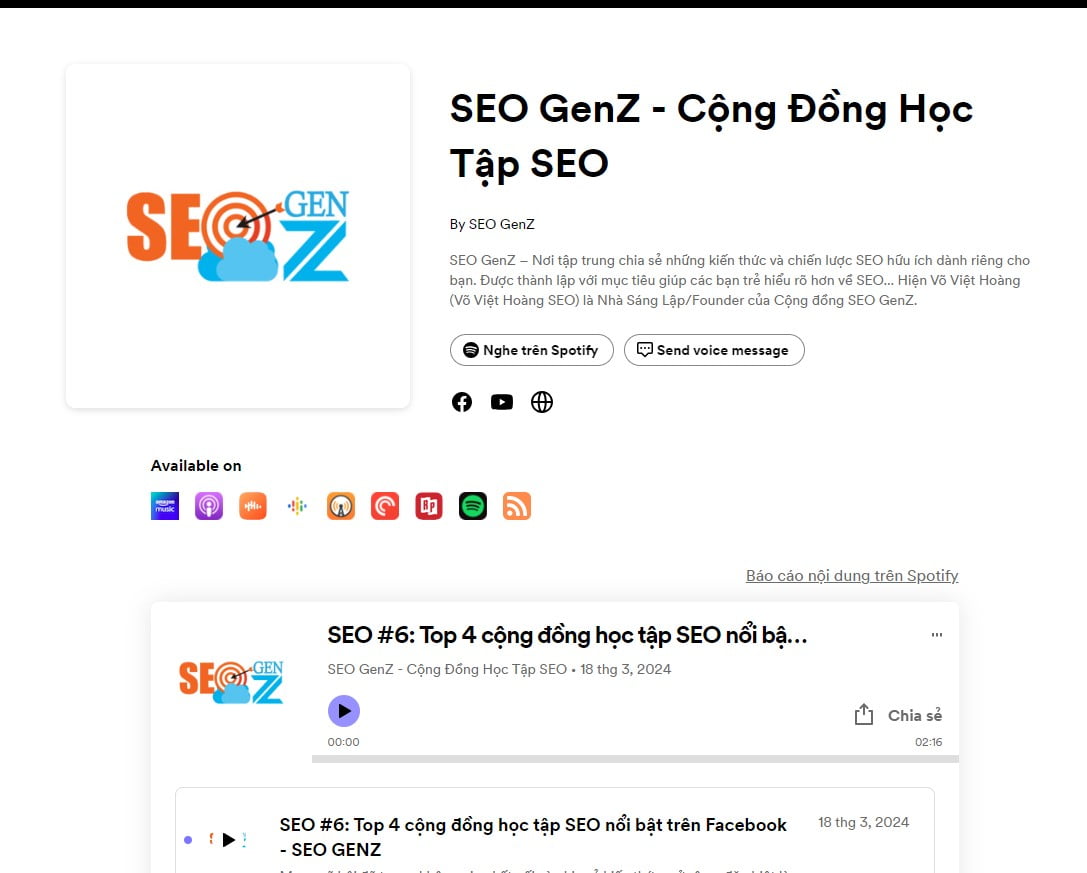 Podcast Cộng Đồng Học Tập SEO - SEO GenZ