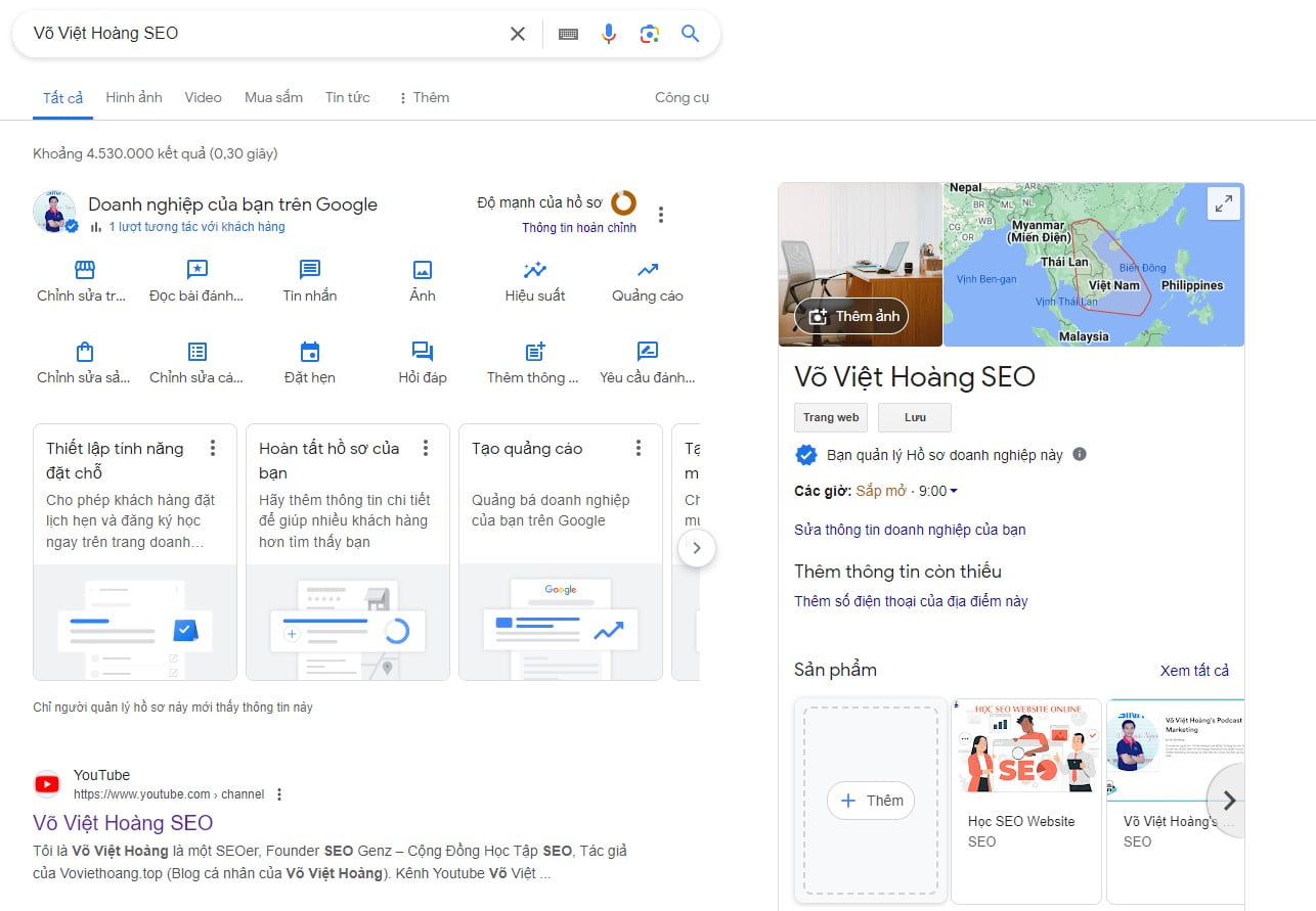 Google My Business - Võ Việt Hoàng SEO