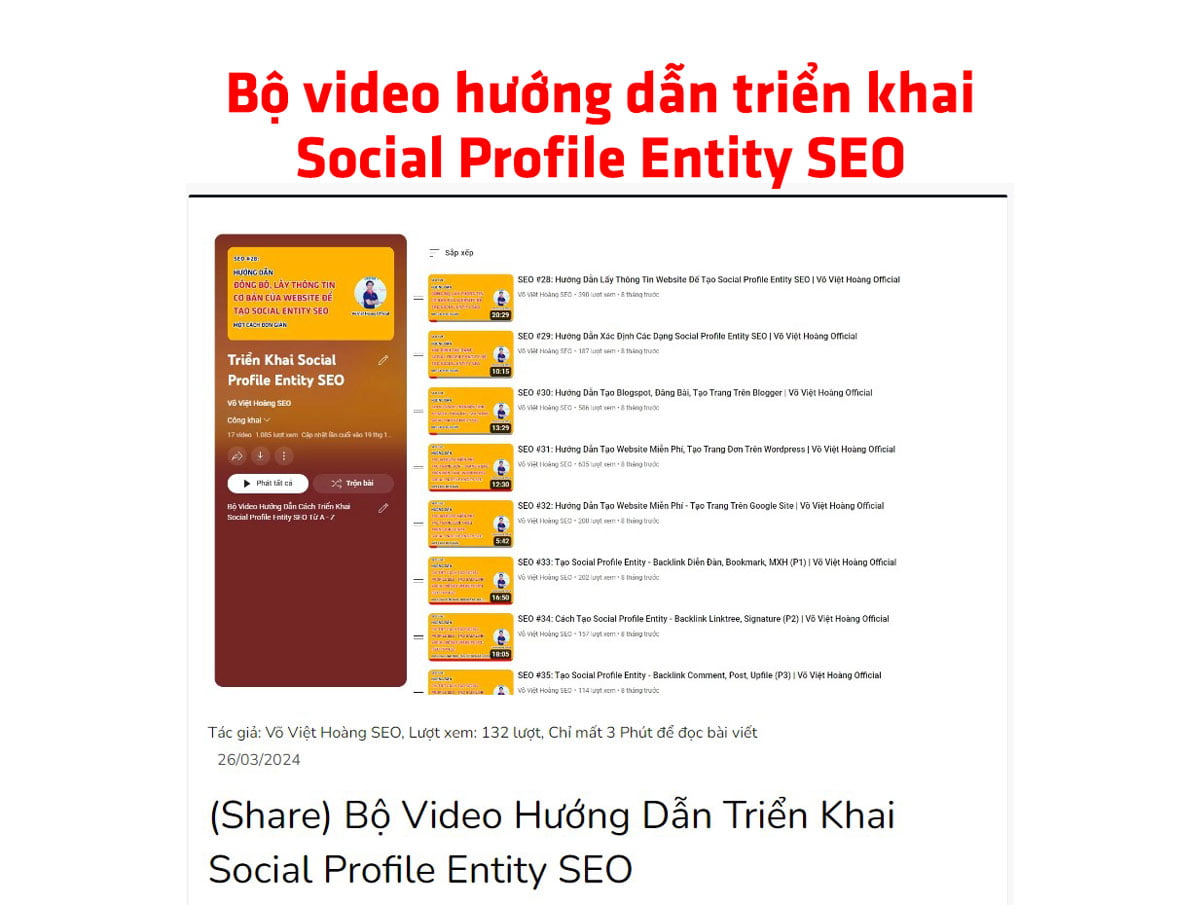 Video hướng dẫn triển khai Social Profile Entity SEO