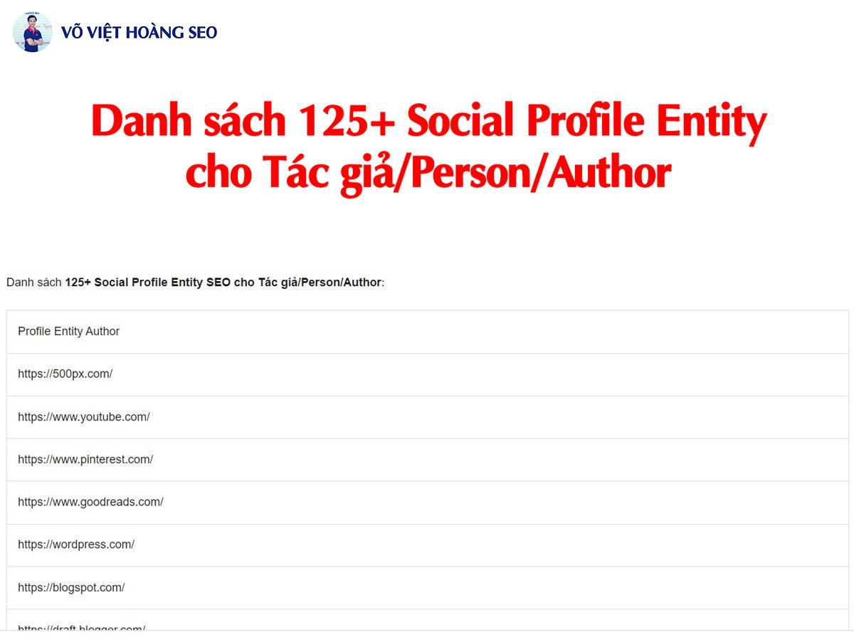 Danh sách 125+ Social Profile Entity cho Tác giả/Person/Author