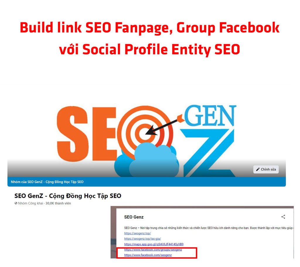 Build link SEO Fanpage, Group Facebook với Social Profile Entity