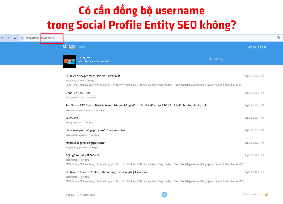 Có cần đồng bộ username trong Social Profile Entity SEO không?