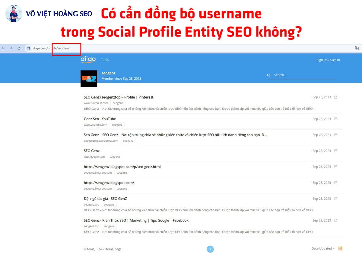 Có cần đồng bộ username trong Social Profile Entity SEO không?