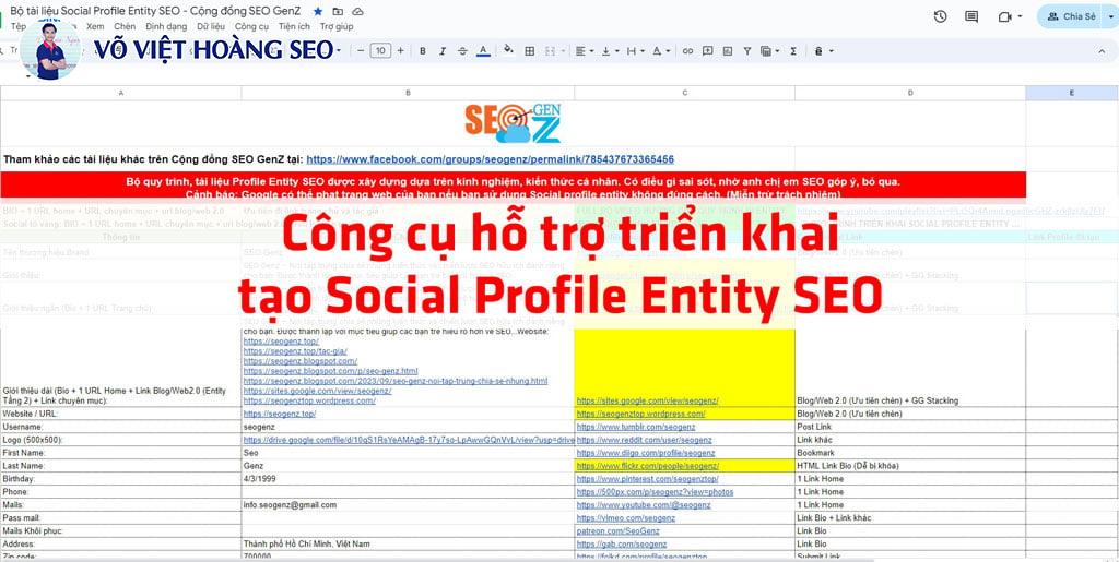 Công cụ hỗ trợ triển khai, tạo Social Profile Entity SEO