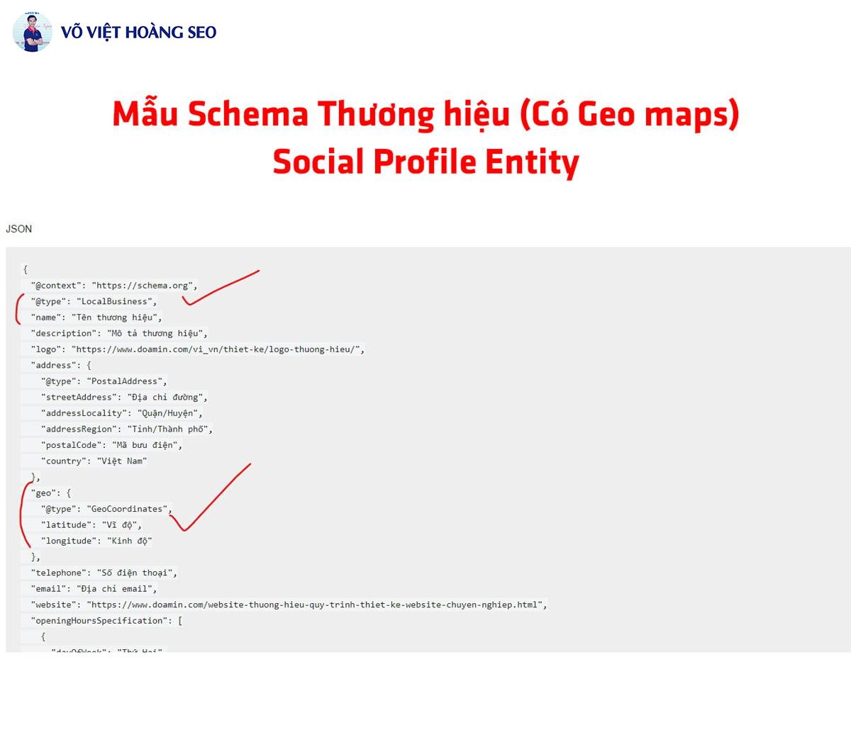 Mẫu Schema Thương hiệu (Có Geo maps) - Social Profile Entity