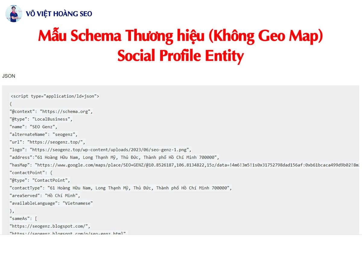 Mẫu Schema Thương hiệu (Không Geo Map) - Social Profile Entity