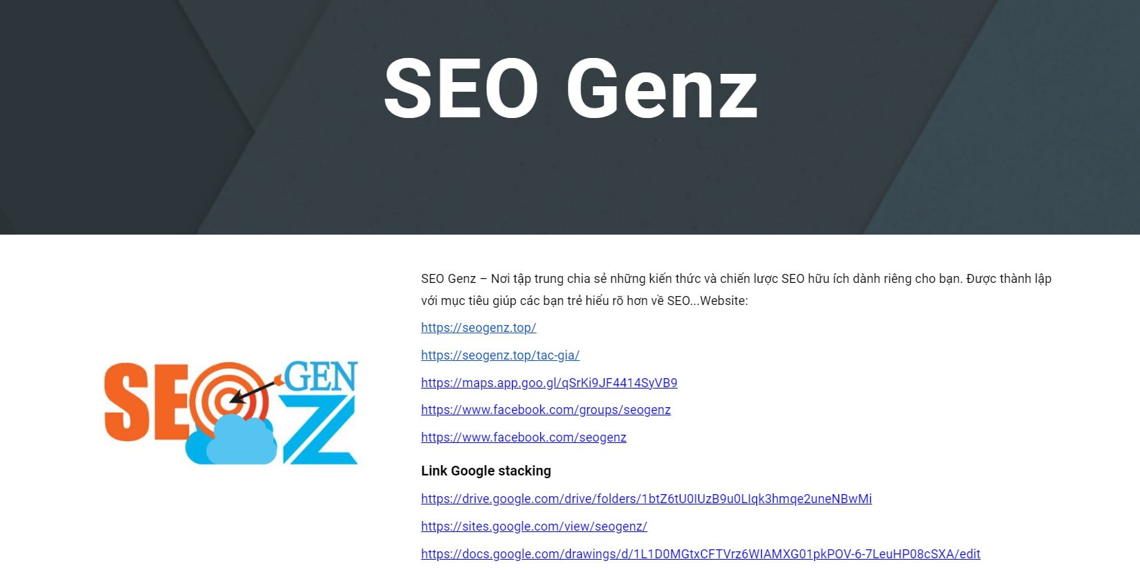 Trang Google Site của SEO GenZ