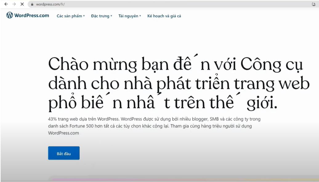 Truy cập vào trang web https://wordpress.com/