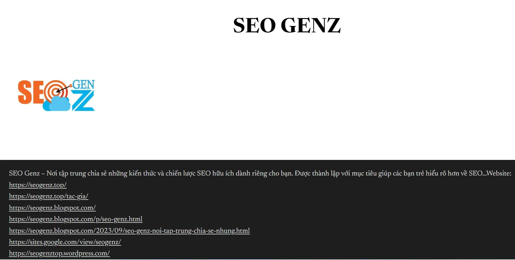 Demo trang SEO GenZ trên Wordpress.com