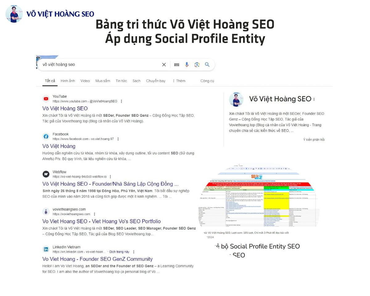 Bảng tri thức Võ Việt Hoàng SEO - Áp dụng Social Profile Entity