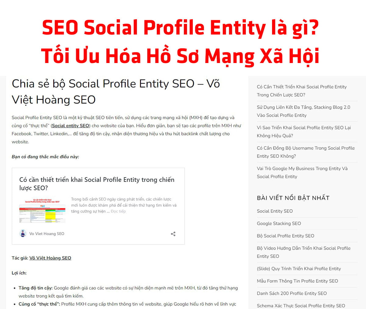 SEO Social Profile Entity là gì? Tối Ưu Hóa Hồ Sơ Thực Thể MXH