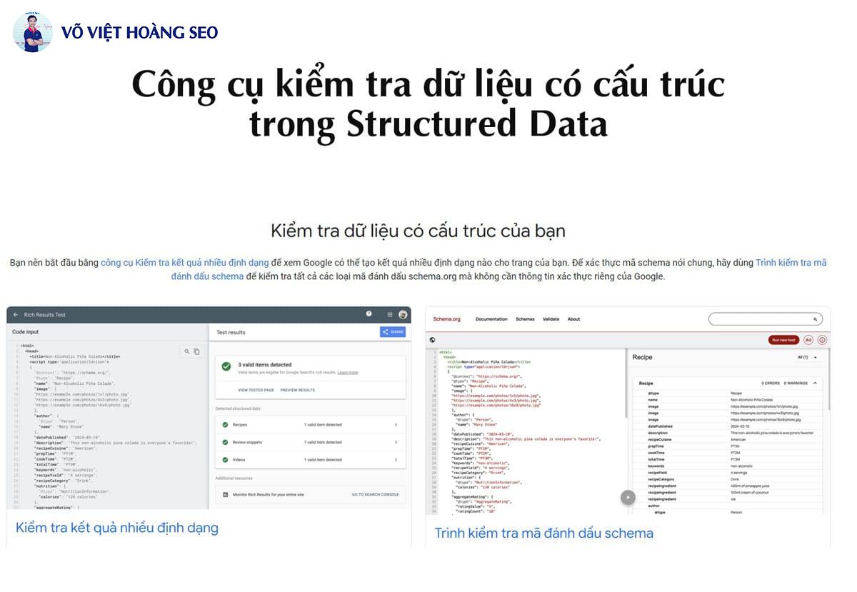 Công cụ kiểm tra dữ liệu có cấu trúc trong Structured Data