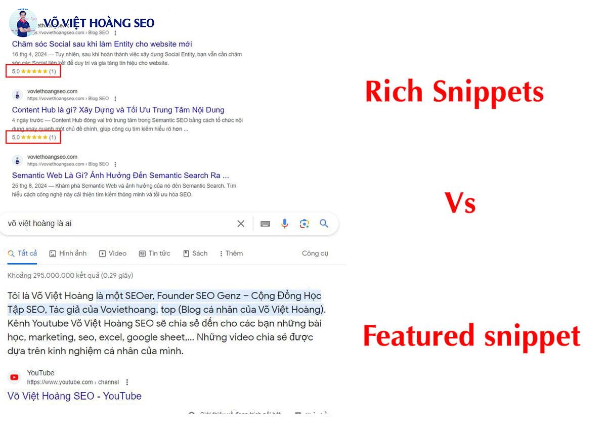 So sánh giữa Featured snippet và Rich Snippets trong SEO