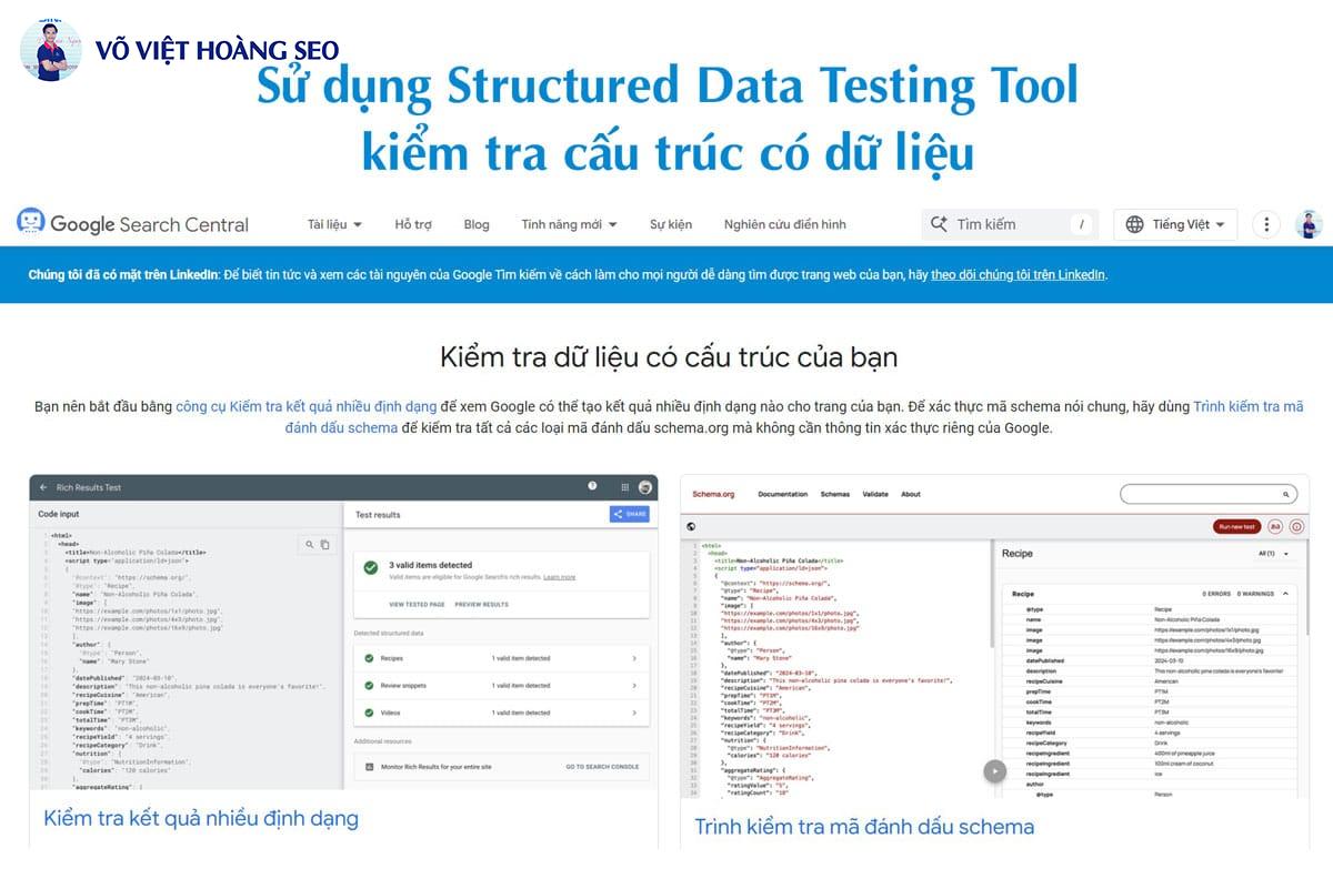 Sử dụng Structured Data Testing Tool kiểm tra cấu trúc có dữ liệu