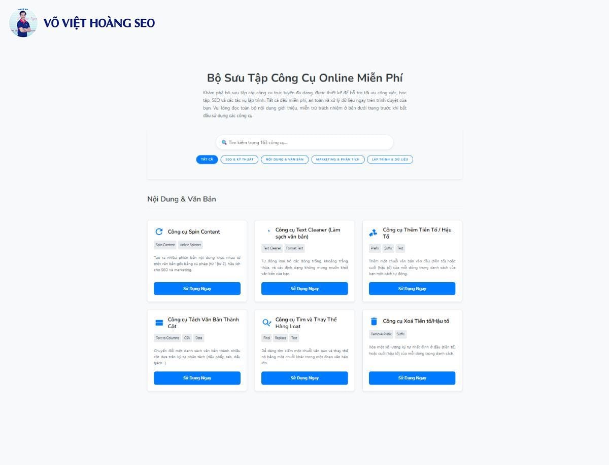 Bộ công cụ SEO Marketing do Võ Việt Hoàng SEO thiết kế và xây dựng